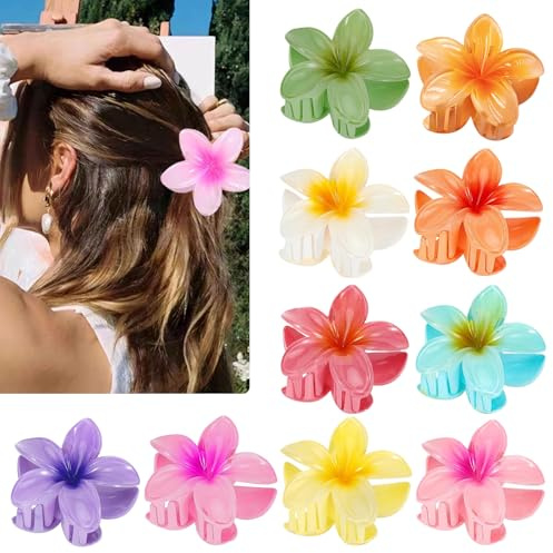 AUTOWNLUX 10 Stück Blumen Haarklammer Groß, Rutschfeste Haarklammer Blume, Flower Hair Clip, Blumenhaarklammern zum Fixieren von Haaren für Frauen Dick, Dünn Haar (8 cm)