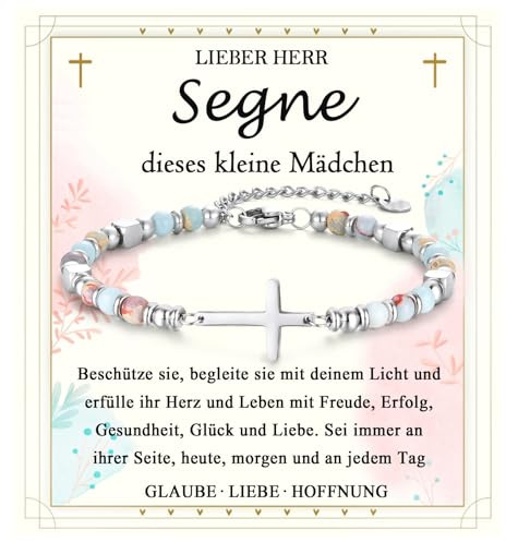 FAOMZQ Kommunion Geschenke für Mädchen, Kreuz Armband zur Erstkommunion Kommunion Konfirmation Taufe Firmung, Geschenke für Tochter Schwester Nichte Enkelin Patentochter von Mama Papa Taufpaten