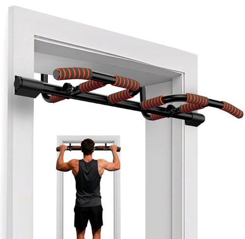 DH FitLife Barra de dominadas para puerta sin tornillos, pull up bar con múltiples agarres, soporta hasta 200 kg, gimnasio en casa, ejercicio espalda y brazos, para marcos de 65 a 92 cm