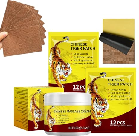 24-PCS Heating Patches & 100g Massage Cream - Soothing Warmth Patches for Muscle Comfort with Herbal Blend, Relaxing Support for Back, Knee, Shoulder & Stiffness