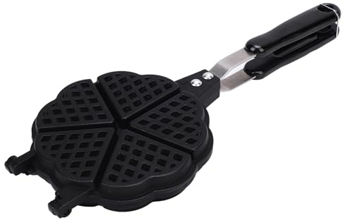 Goshyda Fabricante de Waffle, Bandeja para Hornear Waffle de Estufa para 5 Mini Gofres en Forma de Corazón, Calefacción Rápida para el Desayuno de Hierro Antiadherente para Acampar en
