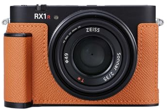 SIUTATDSH Camera Half Case for Sony Cyber-shot rx1riii rx1r3, Vintage Metal Genuine Leather Instant Camera Protective Cases for Sony rx1m3 Stylish Portable Shockproof (Orange)