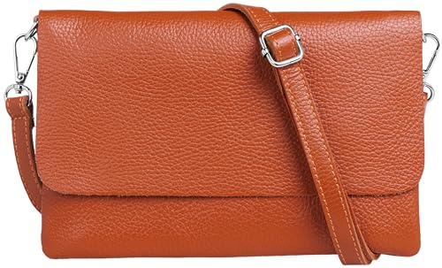 Caspar Elegante Leder Clutch Damen Umhängetasche Abendtasche mit verstellbarem Schultergurt - CLASSIC LINE - Modell No.835 - Made in Italy
