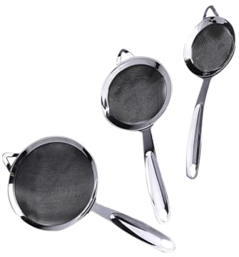 IMIKEYA 3 pezzi Setaccio in Acciaio Inossidabile con Rete Fine per Farina e Zucchero Velo Colino per Cucina Antiruggine per Dolci e Cottura Efficienza e Risparmio