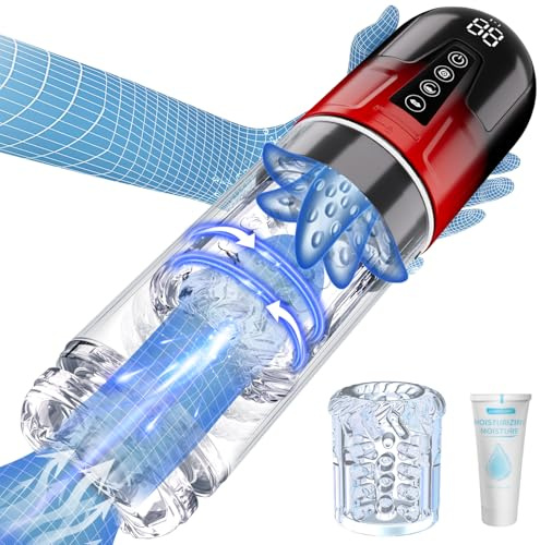 Masturbeuse Masculin avec Manchon Amovible, Masturbâteur Homme Mains Libres avec 7 Modes Suction & Rotation Télescopiques & Vibration, Massage Aquatique, Vaginette Ultra Réaliste Sextoy Homme