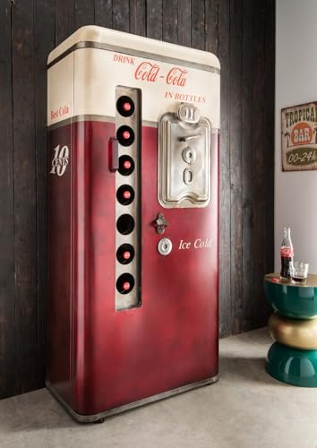 Barschrank Retro COLD-COLA | Metall vintage rot/weiß | B/H: ca. 73 x 152 cm