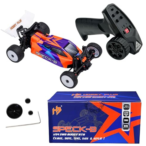 HOBBYPLUS Speck B 1/24 2WD Mini RC Car - RTR RC Buggy, Fast Mini Racing Buggy, Brushless Ready with Oil-Filled Shocks – Fun Indoor Remote Control Car Racing Vehicles for Adults (Razor Orange)