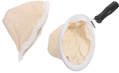 DIYEAH 2 filtros de café reutilizables: bolsita de tela antigoteo para té, cono grande de tela con mango de madera para preparación manual, accesorios para café para picnic al aire libre.