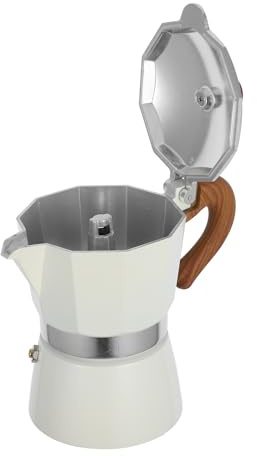 COLLBATH Caffettiera Moka 150ml Bianca Impugnatura Antiscottatura, Macchina per Caffè Espresso Manuale per Casa, Ufficio e Bar, Bollitore Artigianale per Preparazione Caffè Corposo