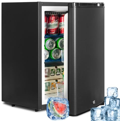 SMETA Kühlschrank 40L, Camping Kühlschrank 12V 230V, 0dB Absorber Kühlschrank Mit Schloss,12 volt Wohnmobil Kühlbox für Wohnwagen, Auto, LKW, Boot, Reisemobil, Lautlos, Schwarz