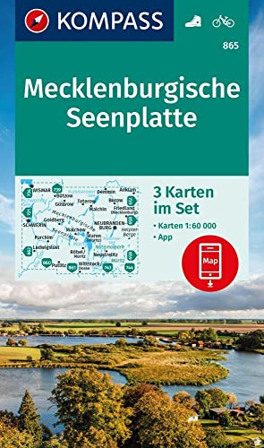 KOMPASS Wanderkarten-Set 865 Mecklenburgische Seenplatte (3 Karten) 1:60.000: inklusive Karte zur offline Verwendung in der KOMPASS-App. Fahrradfahren.