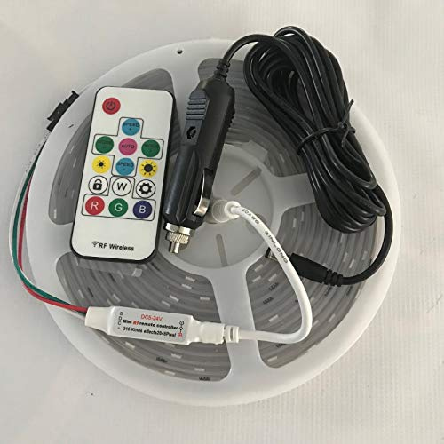 Online-Leds 12V (via Cigarette Lead) 5M Magic Dream Digital Flag Pole with IR Remote Control Over 300 Settings - Waterproof Lighting Kit with 24 Key IR Remote Control -Led Dream Lights