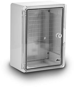 Schaltschrank IP65 Sichttür Industriegehäuse 210 x 280 x 130 mm verzinkter Montageplatte transparent Tür mit umlaufender Dichtung Gehäuse Leergehäuse ABS Kunststoff leer Schrank ARLI 21 x 28 x 13 cm