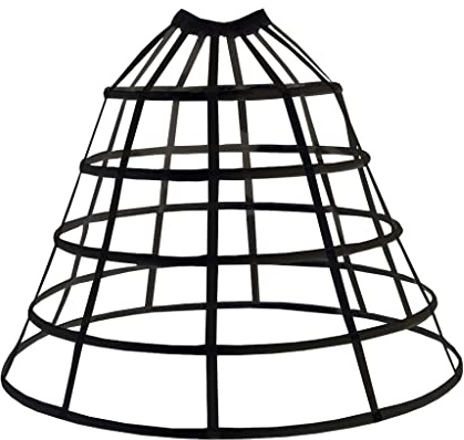 TNUEM Cage Hoop Skirt Petticoat Dress Pannier 5 Hoops Bustle Cage Crinoline (5 Hoops-Black)