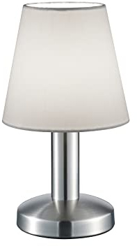 Tischlampe Silber matt mit Stoffschirm Weiß - Touch dimmbar, 24cm klein