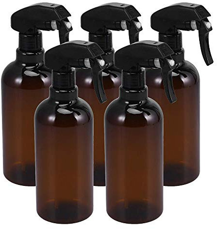 5 x 500 ml Kunststoff-Sprühflaschen, braun, nachfüllbare Flaschen, feiner Sprühnebel, Kosmetikflaschen.