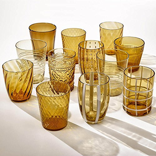 Zafferano Melting Pot Tumbler Confezione assortita di 6 Bicchieri Acqua Monocolore Ambra