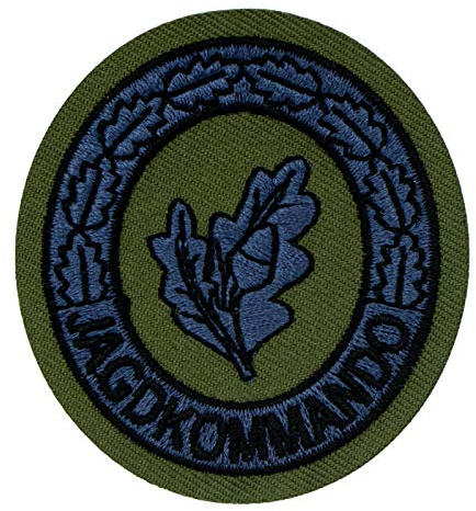 Café Viereck ® Bundeswehr Jagdkommandoführer Abzeichen Aufnäher Gestickt - 5,7 x 6,3 cm (Innenkreis olivgrün)