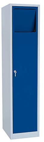 Lüllmann Komfort Spind Stahl Wäscheschrank 180x60x50cm grau/blau | Komplett montiert keine Montage notwendig, abschließbar, 526521