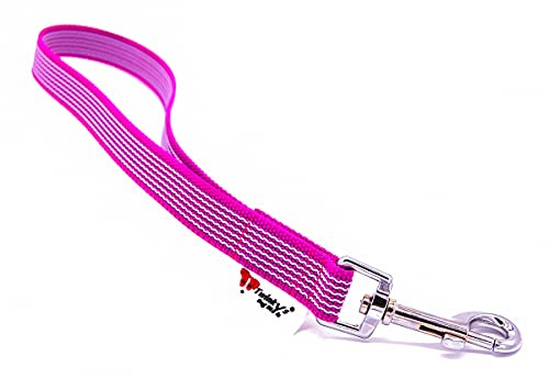 Twinkys Dog Style Kurzführer Hundeleine Handschlaufe gummiert 20 mm breit Pink mit Bolzenkarabiner Made in Germany