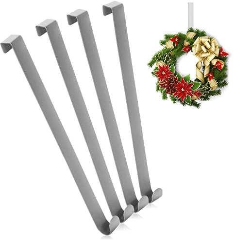 com-four® 4x ganci per porta in acciaio inox - ganci da 26 cm per ghirlande e decorazioni per porte - appendini per porte - per esterni - ganci per cappotti da appendere