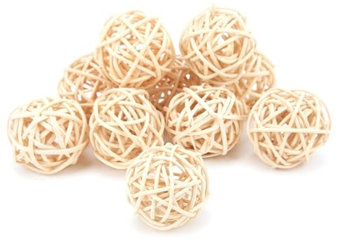 Hztyyier Juego de 10 Pelotas de Rattan Natural para Pájaros Juguetes de Fibra Natural masticable y Seguro for Loros periquitos y Mascotas pequeñas