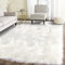 Latepis Alfombra rectangular de piel sintética de oveja blanca de 4 x 6 pies, mullida, lavable, para sala de estar, dormitorio, sala de juegos, decoración lujosa de habitación, 4 x 6 pies