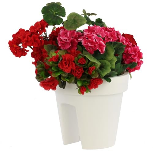 botle Jardinera para balcón, jardinera para barandilla, 24,5 cm, 5 l, color blanco, ovalada