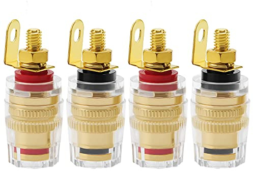 4 Stück 4mm Bananenstecker Buchse Anschluss Polklemme, KUOQIY Lautsprecher Polklemme Terminals, für Verstärker Lautsprecher Terminal Stecker (32 * 14.2mm)