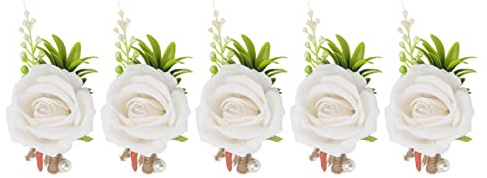 5 STÜCKE Rose Hochzeit Boutonniere Anstecknadel Fest, Handgemachte Corsage Knopfloch Blumen Künstliche Hochzeit Abschlussball Bankett Blumen Dekor mit Anstecknadel Braut und