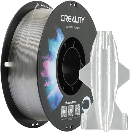 Creality CR-PETG 3D-Druckfilament 1,75 mm, Ausgezeichnete Zähigkeit, Hohe Präzision, Geruchlos, Ungiftig, Feuchtigkeitsbeständig, 1 kg (2,2 lbs), Glänzendes PETG-Filament für 3D-Drucker(Transparent)