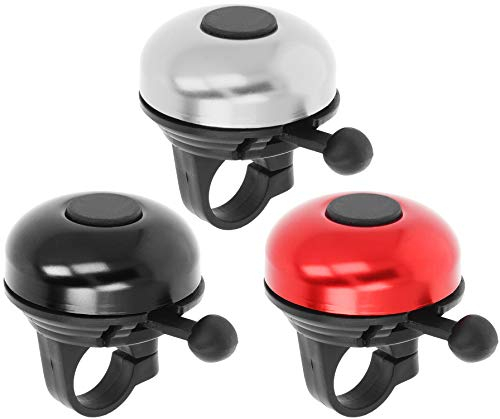 com-four® 3X Klassische Fahrradklingel in Mehreren Farben - Ring-Ring-Ton - Rad-Glocke für Lenker mit Ø 22-30 mm [Auswahl variiert]