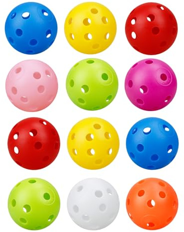 ENERKEEN 12Pcs Cat Ball Toy, Low Noise No Bells Holey Plastic Cat Balls, Funny Interactive Cats Toys for Indoor Cats, Firm Toy Balls for Kitten Puppy Ferret Bird (1.65)