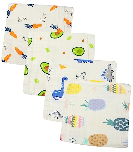 Babyhandtücher aus Baumwolle 4 Stück-pack für Babys und Kinder | Sabbertücher, Hohe Dichte, Hautfreundlich und Wiederverwendbar, Sanfte Pflege mit Starker Wasseraufnahme