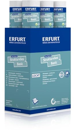 Erfurt Strukturvlies Basic 407 Vliestapete mit Struktur 10.05X0.53 Strukturtapete 6 Rollen 1004358