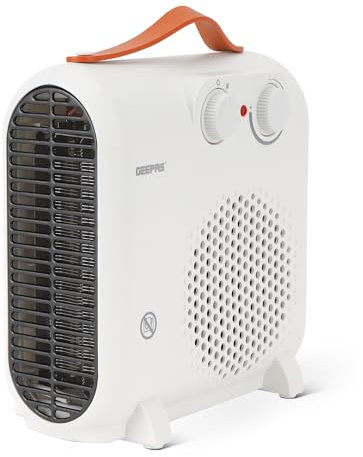 Geepas Portable Fan Heater | Low Running Cost with 2 Heat Settings 1000W/2000W & Overheat Protection | Energy Efficient Heater with Cool/Warm/Hot Wind Option for Office Home | White