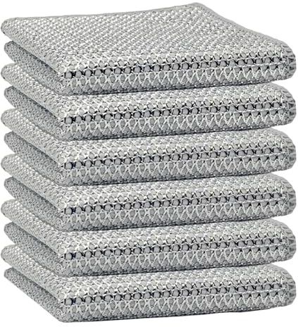 Giubog 6 Pcs New Upgrade 3-Layer Metal Dish Cloth,Non Scratch Wire Dishcloth,Steel Wool Scrubber,Kitchen Cleaning DishRags,Sinks,Dishes,Stove Top.