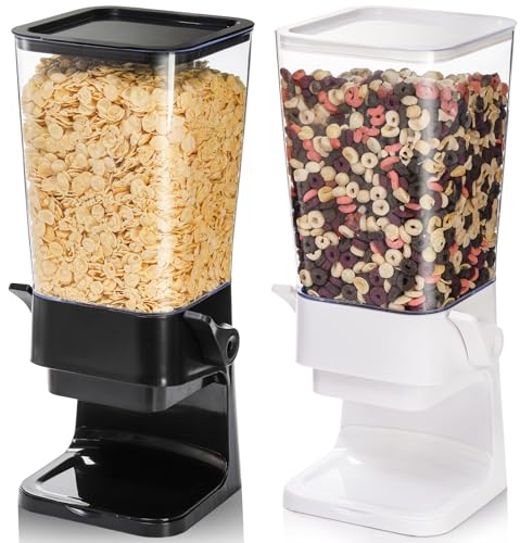 Peohud 2 Pack 5.5L Cereal Dispenser Countertop, Large Capacity Cereal Storage Containers, Dry Food Canister for Rice, Grain, Nuts, Candies, Oatmeal, Beans, Snacks, Cat Food, Dog Food