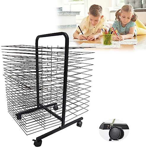 Kunst-Trockenständer für das Klassenzimmer, funktionaler und mobiler Farb-Trockenständer, abnehmbare Regale, Mal-Trockenständer mit Rädern, Stapelregal, 38 Regale