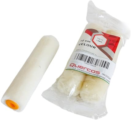 2 x Quercos Lackwalze Velour 10 cm. Lackrolle aus Velours. 100% Schafwolle Rollenkern, Farbroller, 10cm-Mini-Farbroller, Farbwalzen Malerset streichen