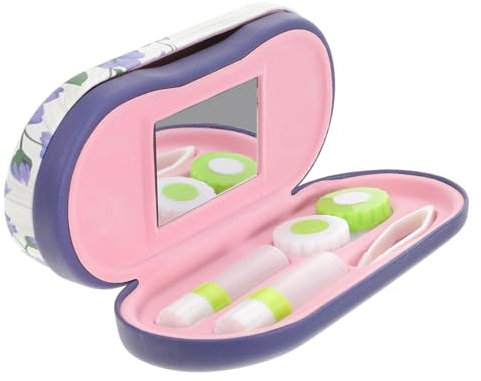 PLAFOPE Doppellagiges Tragbares Brillenetui Mit Kontaktlinsenfach Leichtes Pu-Material Praktischer Aufbewahrungsbox Für Brillen Und Linsen Für Reisen Und Alltag