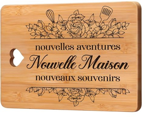 Cadeau pour Crémaillère - Planche à Découper en Bambou, Cadeaux pour Nouvelle Maison pour les Amis, Cadeau Parfaits pour Crémaillère, Cadeau Nouveaux Propriétaires, Cadeau Léger et Pratique