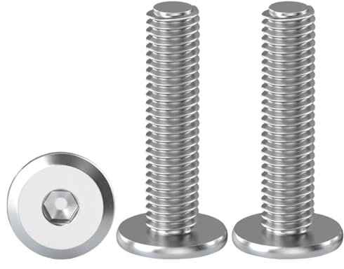 Drenky Tornillos De Cabeza Plana Hexagonal M6 X 30 mm Tornillos Herramientas De Tornillos Allen Acero Inoxidable A2 V2A Tornillos Rosca Completa Para Muebles, 20 Piezas