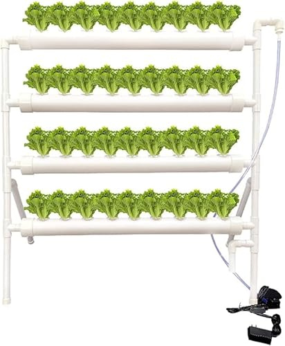 Kanbihao Sistema Idroponico 36 Fori 4 Livelli, Kit Coltivazione Idroponica per Interni con Pompa 220V, Struttura in PVC, per Casa Giardino Ufficio, Facile Montaggio