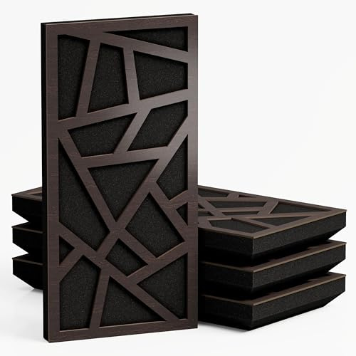4 Pack — Narrow Sound Absorption-Diffuse Acoustic Panel | 50x25cm | Absorption - Diffusion - Reflection - Soundproofing | Model-Thickness-Color: [SKYROSS - 53mm | Wenge]