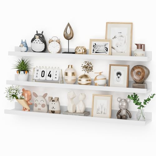 Feihorrm Wandregal 3er Set, Regal Weiß, 90cm Schweberegal aus Holz