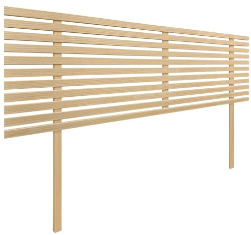 DHOME Testiera in Legno Riciclato DM con Gambe Stile Giapponese Letto Pallet Supporti inclusi (Legno Naturale, 135cm)