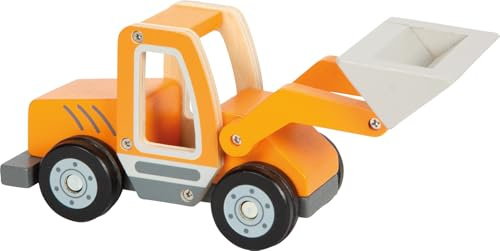 small Foot Radlader mit Schaufel aus Holz, Spielfahrzeug mit Schaufelarm und gummierten Reifen, Baufahrzeug für Kinder ab 2 Jahren, 12635