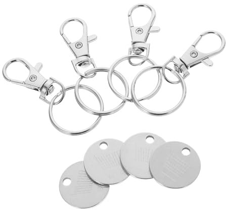 4pcs Stainless Steel Shopping Trolley Token Keychain Cart Coin Keyring Grocery Cart Coin Remover Keychain for Shopping Carts Stainless Steel Trolley Token