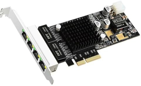 Bamberg Tarjeta de Red PCIE PoE de 4 Puertos, Convertidor Ethernet Industrial Gigabit 10/100/1000M, Adaptador PCI-e 1x, Chip Intel350